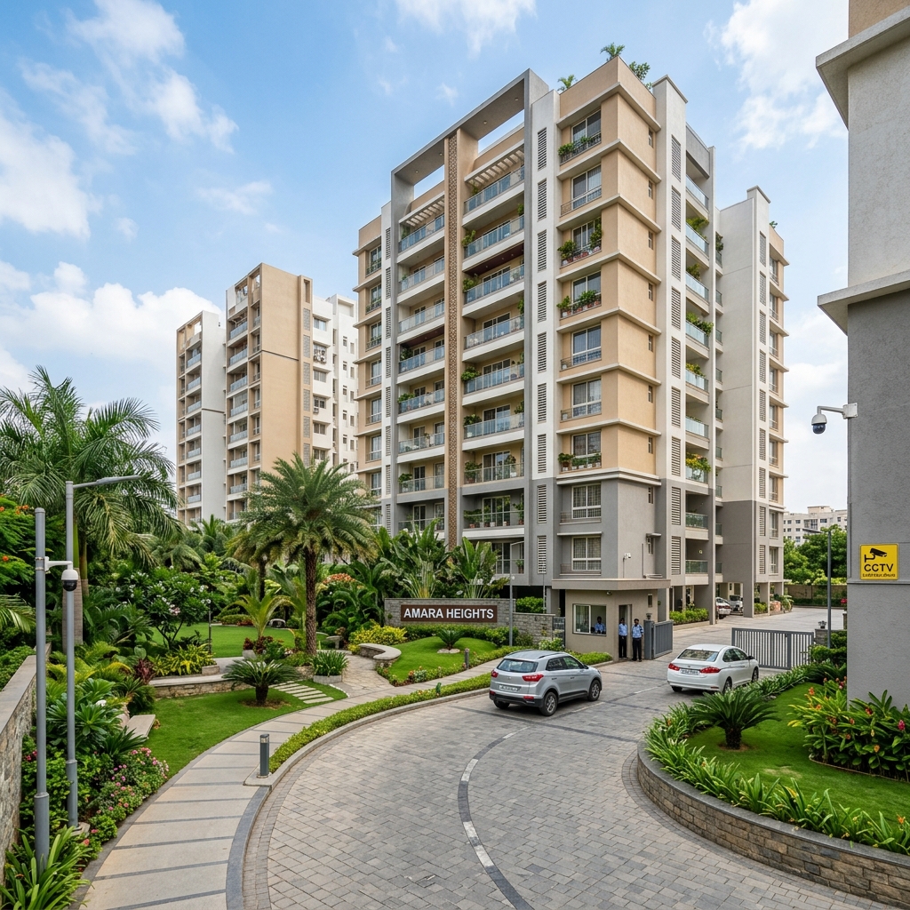 Indian Residential Apartment Complex Amara Heights with CCTV